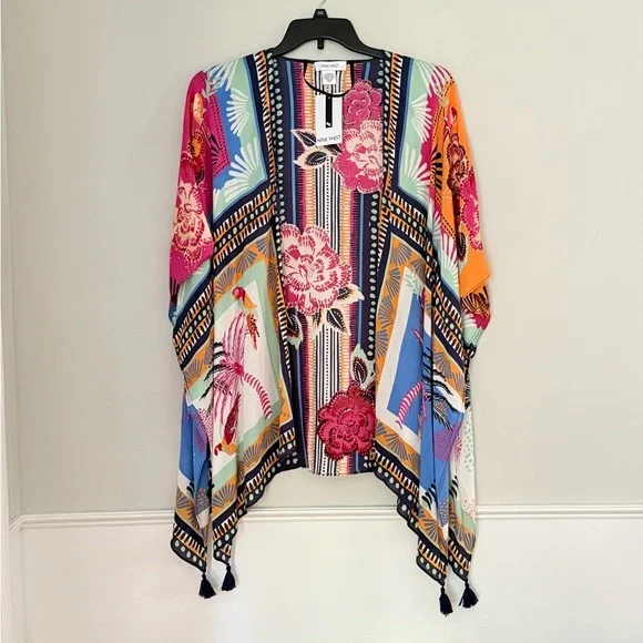 NWT Nine West Colorful Floral Kimono Women’s One Size - Picture 1 of 3